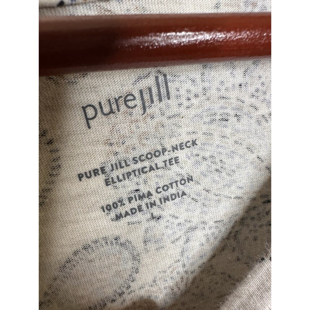 J. Jill Pure Jill Size Large Scoop Neck Eliptical Tee Pima Cotton Floral Paisley - Picture 5 of 7